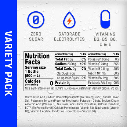 zero calories and zero sugar formulation