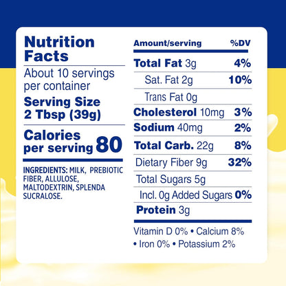 zero grams of added sugar, sweetened with splenda