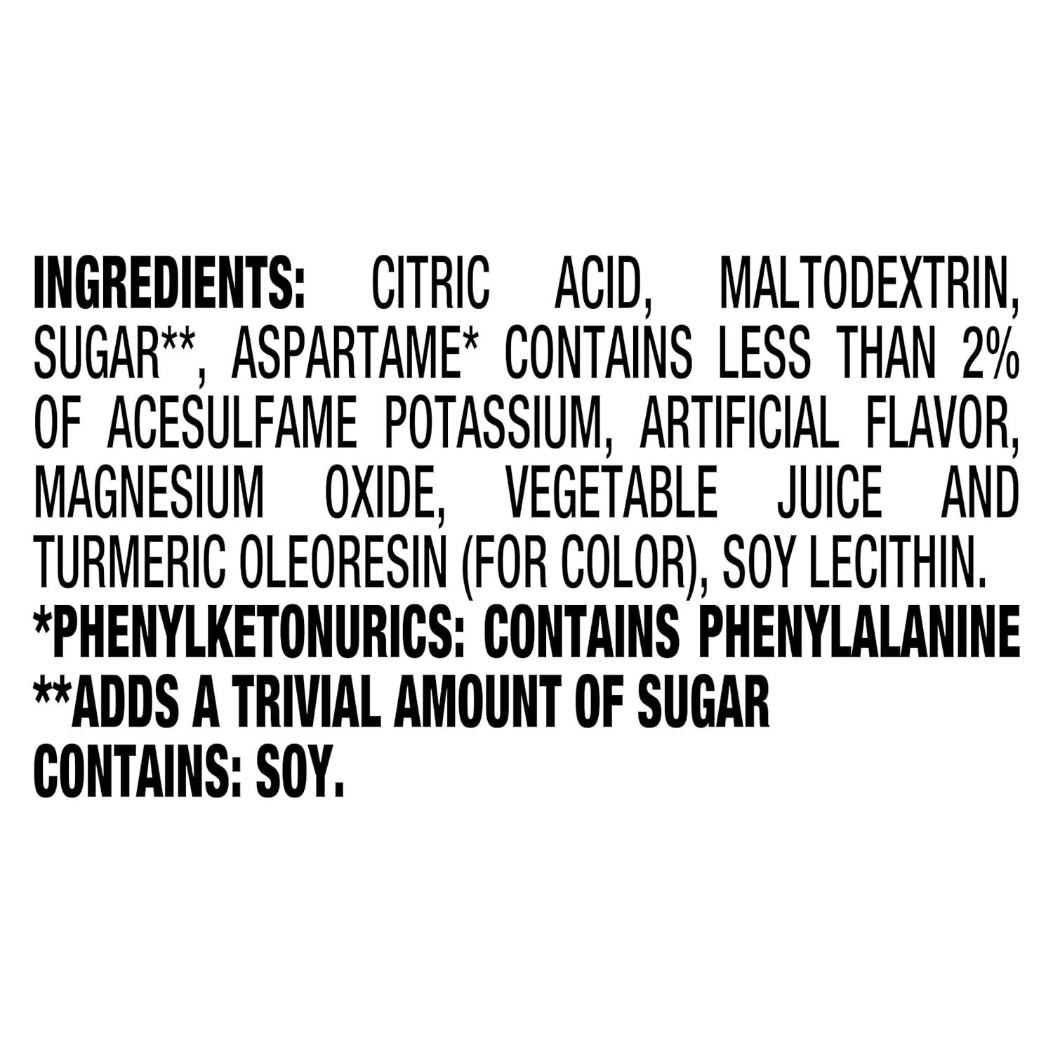 zero grams of sugar with 10 calories per serving
