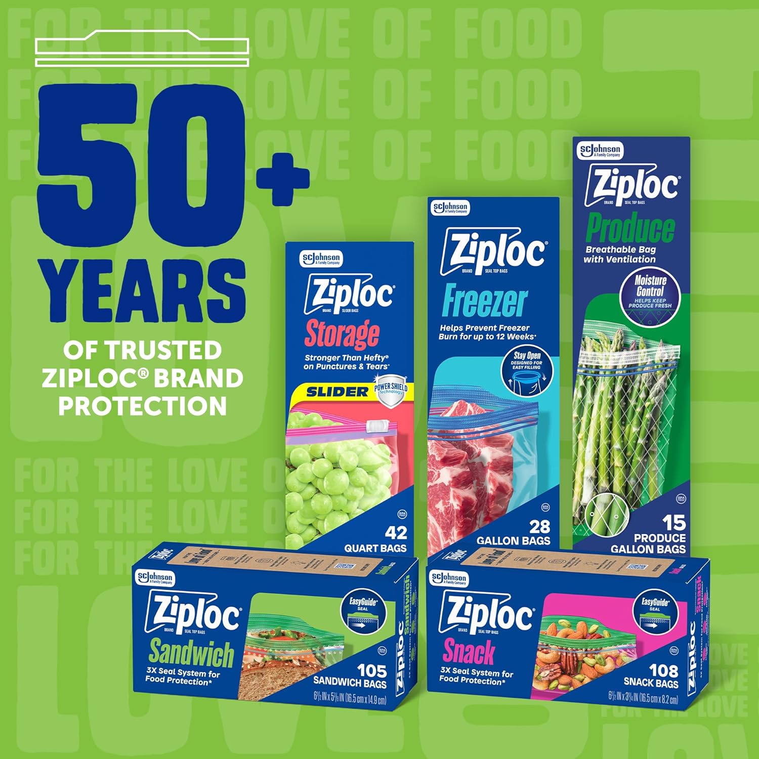 Ziploc EasyGuide Snack Bags for Organized Kitchens – Streamlined Resealable Bags for Less Restocking