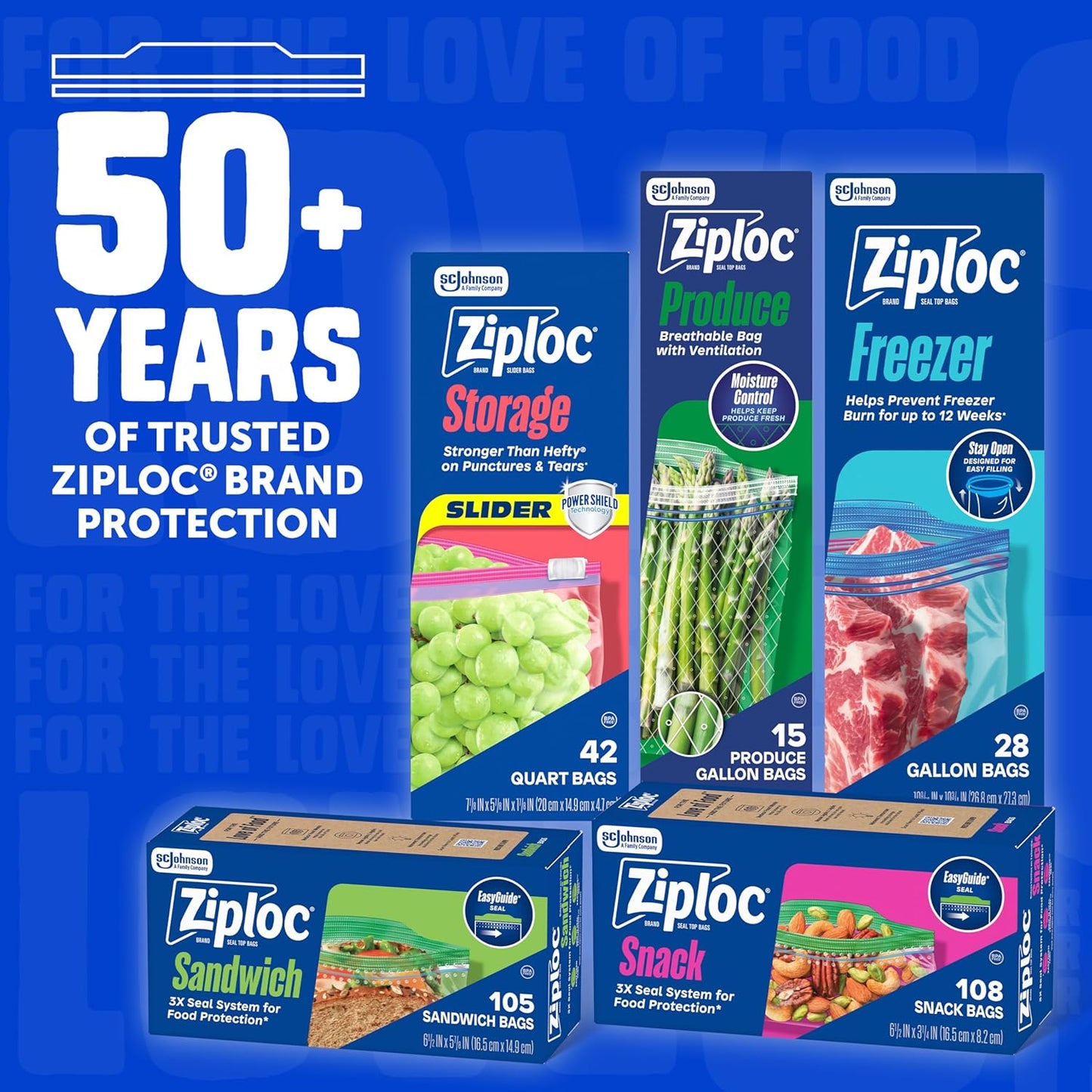 Ziploc Freezer Bags Gallon – Grip n' Seal for Quick Batch Cooking, Leftover Storage, and Busy Weeknight Reheating