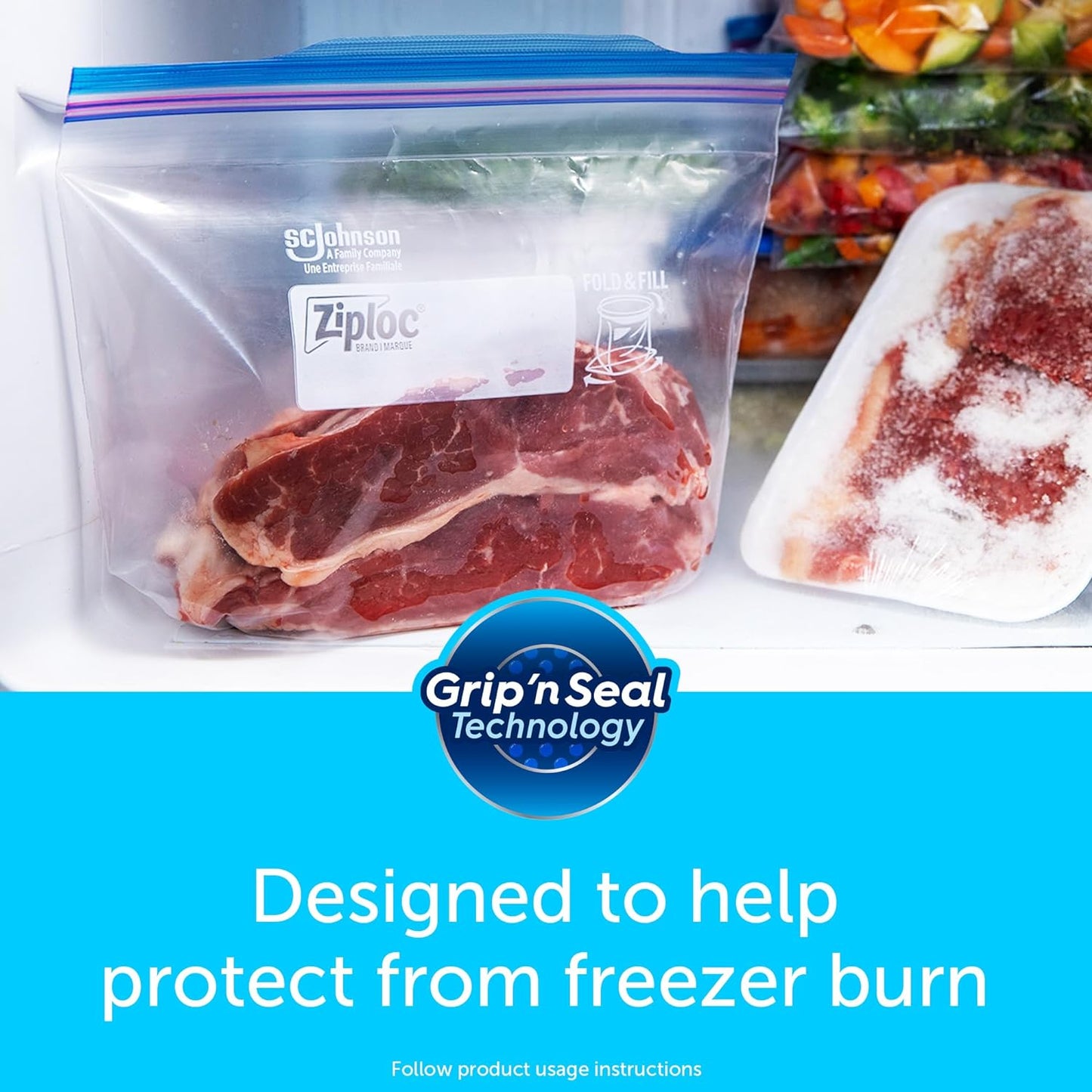 Ziploc Gallon Freezer Bags – Leak-Resistant Resealable Storage for School Lunches and Snacks