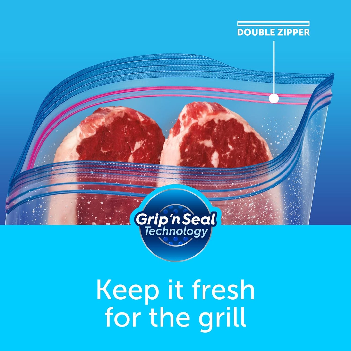 Ziploc Grip 'n Seal Pint Storage Bags, Uniform Single-Serving Portion Control for Organized Meal Prep, 12 Pack