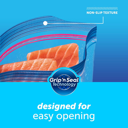 Ziploc Grip 'n Seal Pint Storage Bags, Uniform Single-Serving Portion Control for Organized Meal Prep, 12 Pack