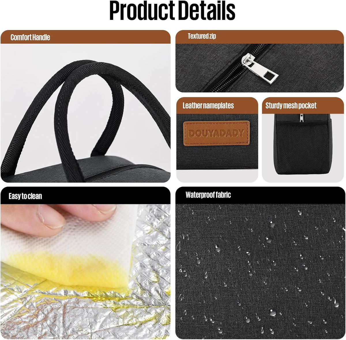 zipper closure and hand-washable durable fabric