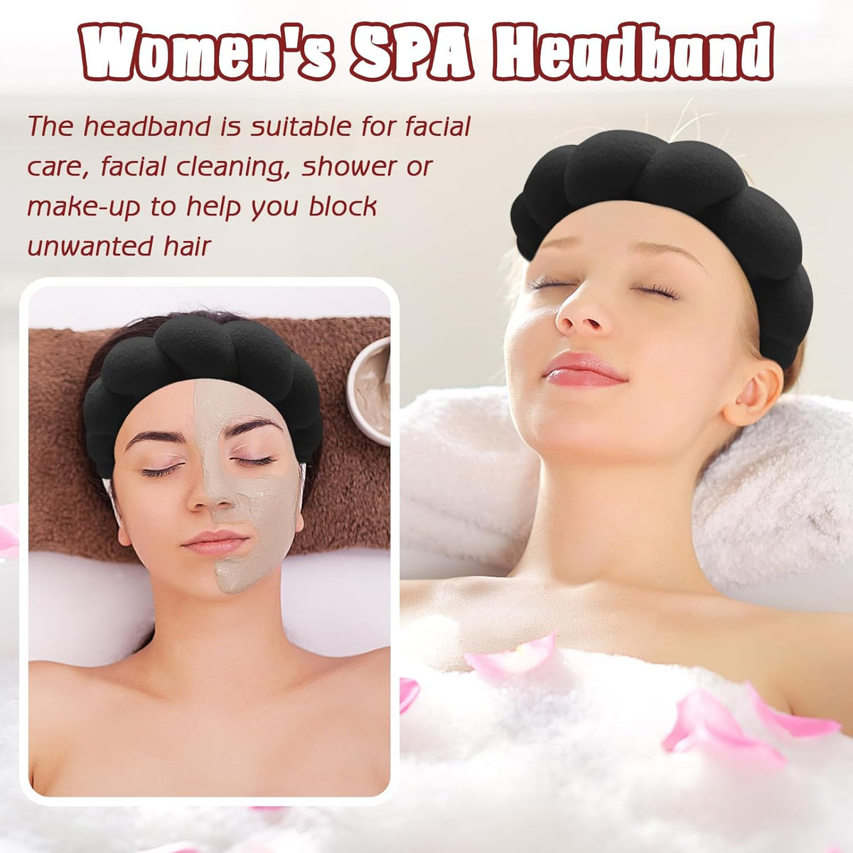 Zkptops Spa Headband – Calming Self-Care Accessory, Soft Sponge-Lined Hairband for Bath and Skincare Routine